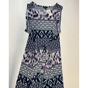 Lane Bryant 2X Sleeveless Belted High-Low Midi Dress Stretchy Blue Pink 22/24